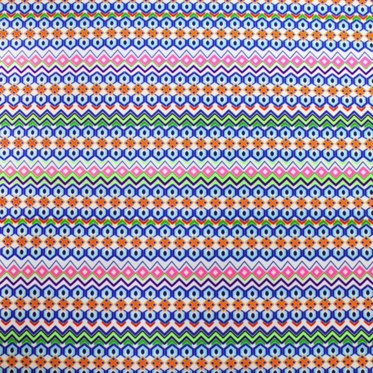 1 Yard Hex Tile Printed Spandex Fabric Stretch Durable Vibrant 60 inch Width